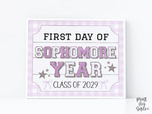 First Day Of Sophomore Year Sign Glitter PRINTABLE Back To School Sign Whimsical Bold Modern Elegant Girl Photo Prop Class Of 2029