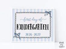 First Day Of Kindergarten Sign Coquette PRINTABLE Back To School Sign, Photo Prop, Instant Download, Cute Bow, Whimsical, Elegant Sign Lace