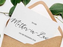 To My Mother In Law On My Wedding Day Card PRINTABLE