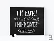 First Day of 3rd Grade Sign Printable, Back to School Sign, Clean + Chalkboard 1st Day Third Grade Poster for Boy or Girl