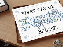First Day Of Third Grade Sign 3rd Modern Grandmillennial Cute Whimsical Elegant School Sign Photo Prop Coquette Floral Watercolor PRINTABLE