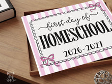 Pink First Day Of Homeschool Sign Coquette PRINTABLE, Girl Back To School Sign, 1st Day Photo Prop, Cute Bow, Instant Download