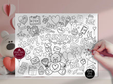 PRINTABLE Valentines Day Placemat For Kids, Coloring Page, Instant Download, Party Activity