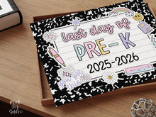 Last Day Of Pre-K Sign Pastel PRINTABLE, Last Day Of School Sign For Girl Photo Prop