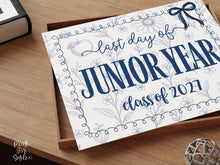 Last Day Of Junior Year Sign, Toile, PRINTABLE School Sign, Photo Prop, Instant Download, Whimsical, Bow Class Of 2027 11th Grade