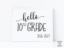 Hello 10th Grade Sign Printable, First Day Of Tenth Grade, Back To School Sign, Clean, Instant Download