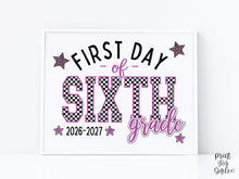 First Day of 6th Grade Sign Printable, Trendy Checkered Leopard Preppy Poster, Sixth Grade 1st Day Back To School Sign, Instant Download