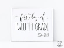 First Day Of 12th Grade Sign Twelfth PRINTABLE Back To School Sign Photo Prop