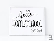 Hello Homeschool Sign Printable, First Day Of Homeschool, Back To School Sign, Clean, Instant Download