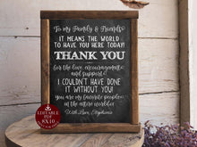 Graduation Thank You Sign PRINTABLE Party Decorations Personalizable DIY
