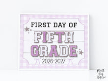 First Day Of Fifth Grade Sign Glitter PRINTABLE, 5th Grade Back To School Sign, Whimsical Bold Modern Elegant Girl Photo Prop