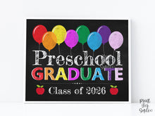 Preschool Graduation Sign PRINTABLE 2026 Graduate Chalkboard, Last Day Of Preschool, Photo Prop