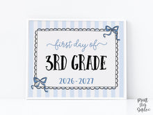First Day Of Third Grade Sign Coquette PRINTABLE 3rd Grade Back To School Sign Photo Prop Instant Download, Elegant Whimsical, Cute Bow Lace