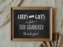 Cards And Gifts For The Graduate Sign, PRINTABLE Graduation Party Decor Chalkboard
