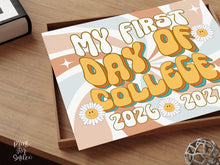 Retro First Day Of College Sign, Groovy PRINTABLE Back To School Sign, First Day Of School Sign