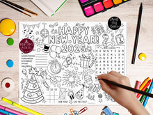 New Years Placemat PRINTABLE Happy New Year Eve 2025, Party Activity Sheet, Coloring Page