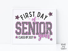 First Day of Senior Year Sign Printable, Trendy Checkered Leopard Preppy Poster, 1st Day Back To School Sign, Class of 2027 Instant Download
