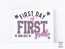 First Day of 1st Grade Sign Printable, Trendy Checkered Leopard Preppy Poster, First Grade 1st Day Back To School Sign, Instant Download