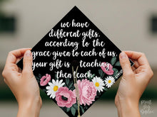Grad Cap Topper PRINTABLE Teacher, We Have Different Gifts, Floral Graduation Cap For Girl, Romans 12:6-8
