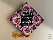 Christian Grad Cap Topper, With God All Things Are Possible Matthew 19:26 Graduation Cap Decor Printable, Bible Verse
