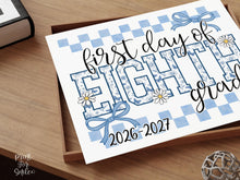 First Day Of 8th Grade Sign Toile PRINTABLE, Eighth Grade Sign, Gingham School Sign, Photo Prop, Daisy Cute Elegant Coquette Whimsical