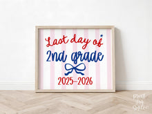 Patriotic Last Day of 2nd Grade Sign, Striped Printable, End of School Year Photo Prop, Girl School Sign, Instant Download 2026