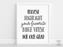 Graduation Bible Verse Highlight Sign | Graduation Party Christian Guest Book Alternative | Printable Keepsake