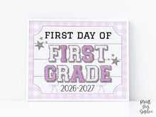 First Day Of First Grade Sign Glitter PRINTABLE, 1st Grade Back To School Sign, Whimsical Bold Modern Elegant Girl Photo Prop