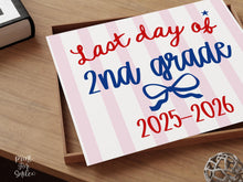 Patriotic Last Day of 2nd Grade Sign, Striped Printable, End of School Year Photo Prop, Girl School Sign, Instant Download 2026