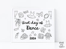 First Day of Dance Sign PRINTABLE, Cute School Sign, Hand Drawn Illustrated Whimsical Modern Photo Prop, Instant Download 2026