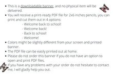 Welcome Back To School Banner Pencil PRINTABLE