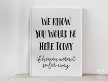 PRINTABLE We Know You Would Be Here Today If Heaven Were Not So Far Away Sign Graduation Sign