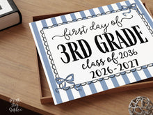 Blue First Day Of 3rd Grade Sign Coquette PRINTABLE, Third Grade Girl Back To School Sign, 1st Day Photo Prop, Cute Bow, Instant Download