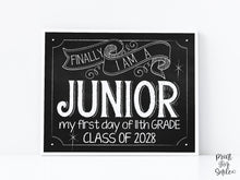 First Day Of Junior Year Sign, Class Of 2028 Sign, 11th Grade PRINTABLE Chalkboard School Sign