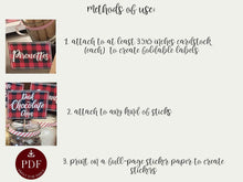 Printable Hot Cocoa Bar Labels and Signs Plaid Design - 56 Labels + 2 Signs  Christmas Party Decorations - DIY PDF