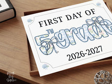 First Day Of Fifth Grade Sign 5th Modern Grandmillennial Cute Whimsical Elegant School Sign Photo Prop Coquette Floral Watercolor PRINTABLE