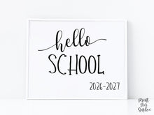 Hello School Sign, PRINTABLE First Day Of School, Back To School Sign, Clean, Instant Download