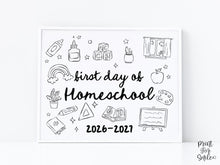 First Day of Homeschool Sign PRINTABLE, Cute Back to School Sign, Hand Drawn Illustrated Whimsical Modern Photo Prop, Instant Download 2026