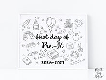 First Day of Pre-K Sign PRINTABLE, Cute Back to School Sign, PreK Hand Drawn Illustrated Whimsical Modern Photo Prop, Instant Download 2026