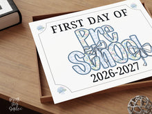 First Day Of Preschool Sign Modern Grandmillennial Cute Whimsical Elegant School Sign Photo Prop Coquette Floral Watercolor PRINTABLE