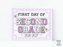First Day Of Second Grade Sign Glitter PRINTABLE, 2nd Grade Back To School Sign, Whimsical Bold Modern Elegant Girl Photo Prop