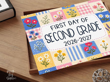 First Day of 2nd Grade Sign Patchwork Printable, Trendy Floral Back to School Sign, Second Grade Pastel Floral Photo Prop, Instant Download