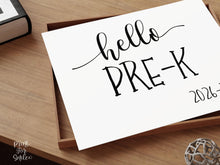 Hello Pre K Sign, First Day Of Pre K, Back To School Sign, Clean, Instant Download