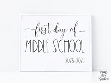 First Day Of Middle School Sign PRINTABLE Back To School Sign Photo Prop