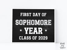 First Day Of Sophomore Year Sign Boy Printable Chalkboard Sports Style, High School Sign, Bold Simple Minimalist Modern