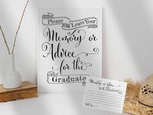 Graduation Memory Or Advice Cards Sign PRINTABLE Party Decorations