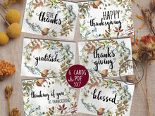 PRINTABLE Thanksgiving Cards Set Give Thanks Gratitude Blessed Happy