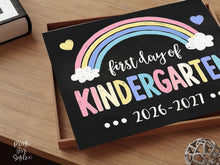 First Day of Kindergarten Sign Pastel Rainbow, Girl Back to School Sign, Boho Chalkboard Board Poster, School Print, Instant Download