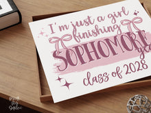 Girl Last Day Of Sophomore Year Sign Printable | Pink Coquette Bow Photo Prop | End Of School Class Of 2028