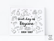 First Day of Daycare Sign PRINTABLE, Cute Back to School Sign, Hand Drawn Illustrated Whimsical Modern Photo Prop, Instant Download 2026